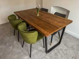 Rustic Reclaimed Dining Table & 2 Benches With Backs Set - thumbnail 1