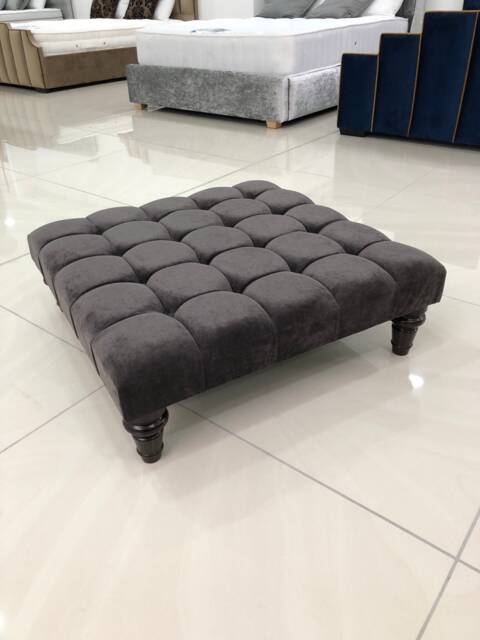 Upholstered Footstool - Coffee Table Available in Various Colors & Fabrics - image 1