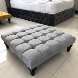 Upholstered Footstool - Coffee Table Available in Various Colors & Fabrics - thumbnail 3