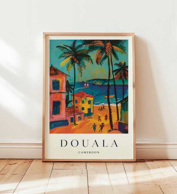 Douala Cameroon Travel Poster West Africa Port City Wall Art - image 1