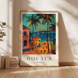 Douala Cameroon Travel Poster West Africa Port City Wall Art - thumbnail 3