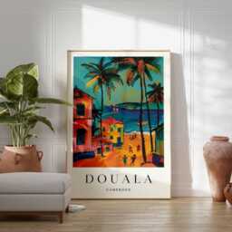 Douala Cameroon Travel Poster West Africa Port City Wall Art - thumbnail 2