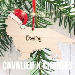 Personalised Cavalier King Charles Spaniel Christmas Ornament Hand-Painted Santa Hat - thumbnail 1