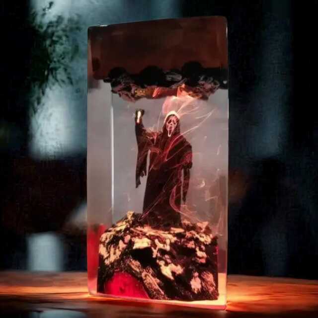 Halloween Ghost Resin Lamp - Spooky Horror Themed Led Light - Figure Face Scene Handcrafted Decor Night - image 1