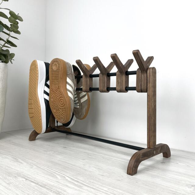 Double Sided Wooden Shoe Rack Entryway Organizer, 6 Pair - image 1
