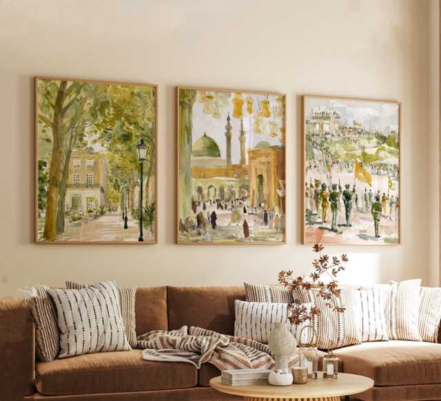 Set Of 3 Lahore Posters, Pakistan Travel Wall Art, City Landscape Print Set, Modern Artwork, Cultural Home Decor, Warm Earth Tone Style - image 1
