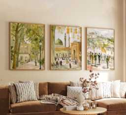 Set Of 3 Lahore Posters, Pakistan Travel Wall Art, City Landscape Print Set, Modern Artwork, Cultural Home Decor, Warm Earth Tone Style