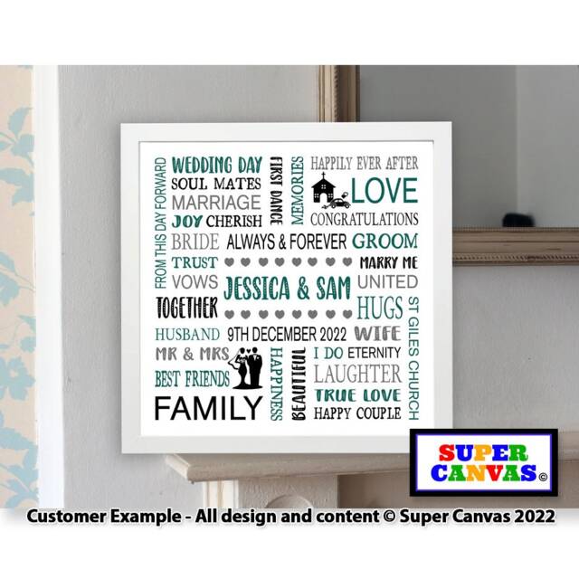 Valentines Day Personalised Word Art Typography Husband Wife Boyfriend Girlfriend Partner Handmade Framed Print Gift - image 1
