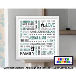 Valentines Day Personalised Word Art Typography Husband Wife Boyfriend Girlfriend Partner Handmade Framed Print Gift - thumbnail 1