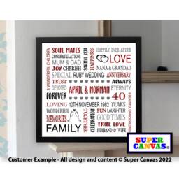 Valentines Day Personalised Word Art Typography Husband Wife Boyfriend Girlfriend Partner Handmade Framed Print Gift - thumbnail 2