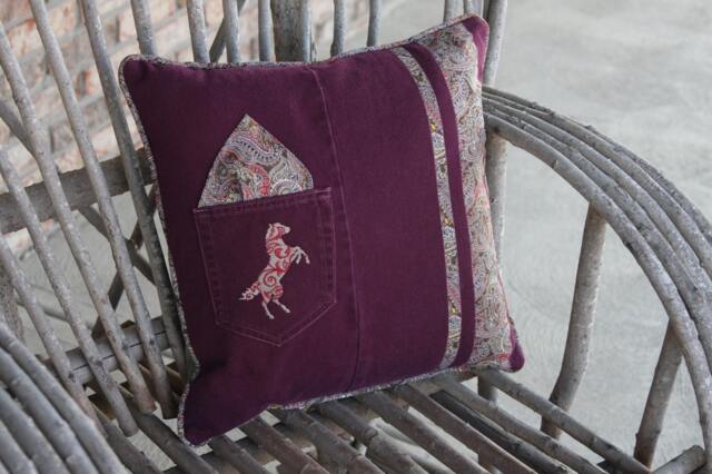 Decorative Western Horse Pillow - 18 X Raspberry/Olive - image 1
