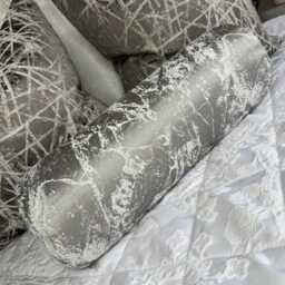 Luxurious Marble Bolster Cushion in Designer Fabric - Silver Stone Grey Home Decor - thumbnail 4