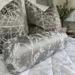 Luxurious Marble Bolster Cushion in Designer Fabric - Silver Stone Grey Home Decor