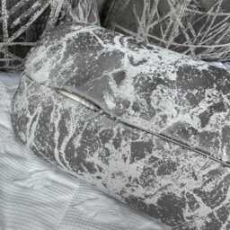 Luxurious Marble Bolster Cushion in Designer Fabric - Silver Stone Grey Home Decor - thumbnail 3