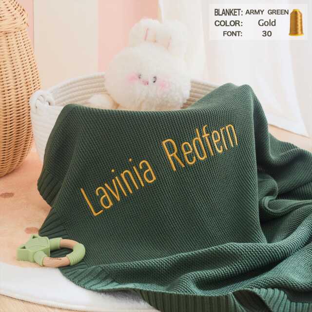 Custom Embroidered Baby Blanket Knit Cotton Newborn Gift - image 1
