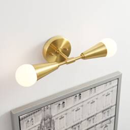 2 Light Gold Cone Wall Sconce Mid Century Modern & Ceiling - Minimalist Edison Lamp For Hallway & Bathroom Vanity Vicky