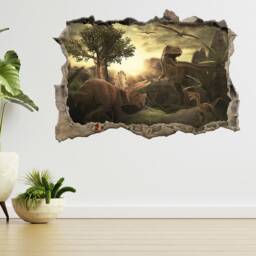Giant Dinosaur Destroy The Park 3D Smashed View Wall Sticker Poster Decal A903 - thumbnail 2