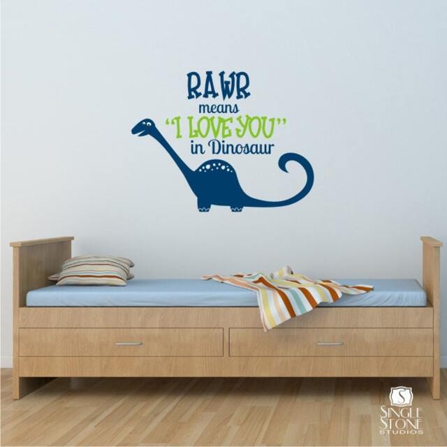 Dinosaur Wall Decals Rawr I Love You, Nursery Kids Room Decor - image 1