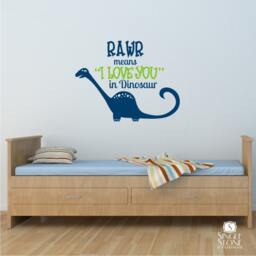 Dinosaur Wall Decals Rawr I Love You, Nursery Kids Room Decor