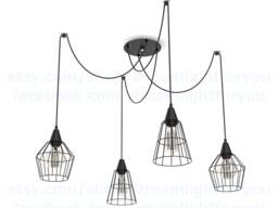 4 Cages Spider Chandelier Industrial Pendant Light Chandelier Cage Modern Lighting Kitchen - thumbnail 1