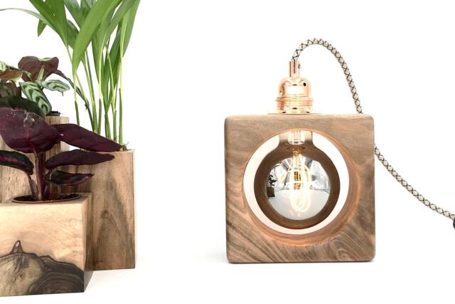 Wooden Desk Lamp, Scandinavian Atmosphere Loft Style Wooden Natural Material Bedside Table - image 1