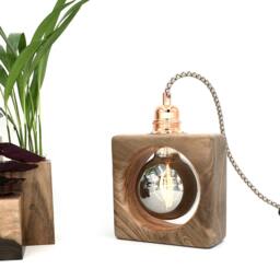 Wooden Desk Lamp, Scandinavian Atmosphere Loft Style Wooden Natural Material Bedside Table - thumbnail 3