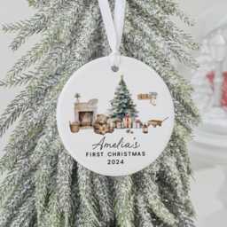 Personalised First Christmas Decoration, Baby's 1st Baby Bear New Gift, Bauble, Bunny - thumbnail 3