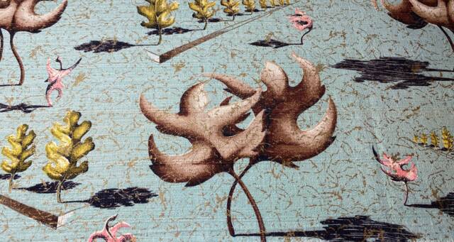 Vintage Retro Barkcloth Pillow Cover - Dali Dancing Leaves On Aqua Lumbar Sizes - image 1