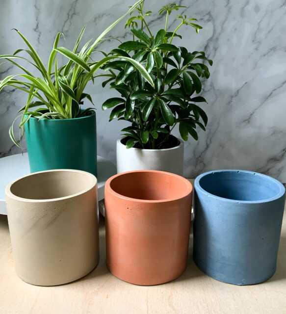 Concrete Planter Indoor/Outdoor Succulent & Cactus Pot With Drainage - Modern Handmade Decor - image 1