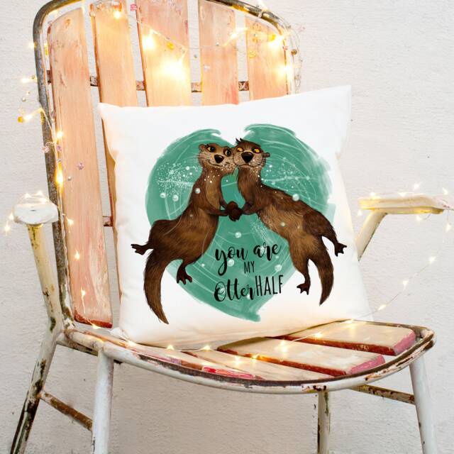 Pillow Otter Couple You Are My Otter Half Ks132 - image 1