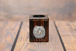 Chow Chow - Wooden Candlestick With Dog, Souvenir, Decoration, Limited Edition, Collection - thumbnail 1