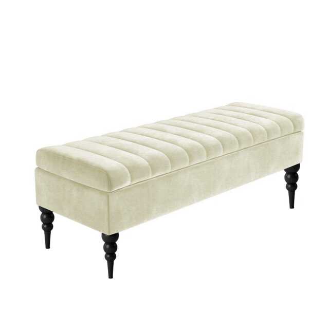 Sierra Shoe Storage Ottoman Bench With Legs - Rectangle Footstool - image 1