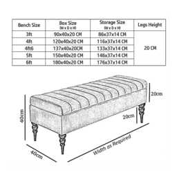 Sierra Shoe Storage Ottoman Bench With Legs - Rectangle Footstool - thumbnail 3