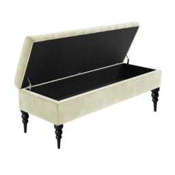 Sierra Shoe Storage Ottoman Bench With Legs - Rectangle Footstool - thumbnail 2