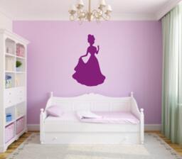 Princess Wall Decals - Sillhouette Decal Magical Vinyl Girl in Dress Decal - thumbnail 1