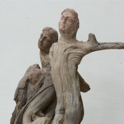 Natural Wooden Mermaids Lying Sculpture Greek Art Modern Handmade Unique Ceramic Clay Hand Painted - thumbnail 4