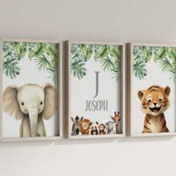 Safari Nursery Decor, Set Of 3 Personalised Prints, Nursery Wall Art, Animal Prints, Safari Nursery, Baby Animal Prints, Tiger - thumbnail 2