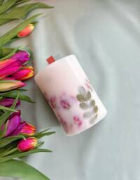 Large Scented Pillar Candle, Candle Gift For Her, Dried Flower in A Box, Gift Idea Women, Long Lasting Candle, Birthday - thumbnail 1