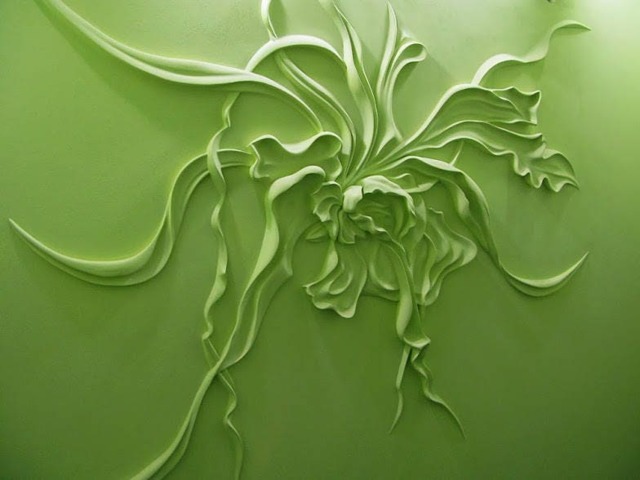 Bas Relief Sculpture, Relief Wall Art, Abstract Art Wall Flowers, 3D Flower Plaster 3D - image 1