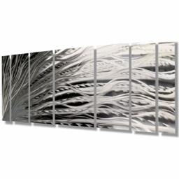 Large Metal Wall Art Modern Silver Abstract Sculpture - thumbnail 2