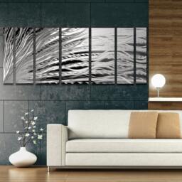Large Metal Wall Art Modern Silver Abstract Sculpture - thumbnail 4