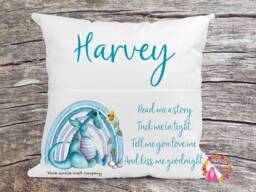 Personalised Cushion, Pocket Child Pillow, Book Holder, Pillow For Child, Sleep Aid, Dragon Rainbow