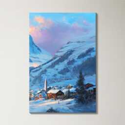 Zermatt Matterhorn 3 Panel Split Canvas Wall Art Swiss Alps Winter Landscape Snowy Mountain Oil Painting Framed Home Decor Gift - thumbnail 4