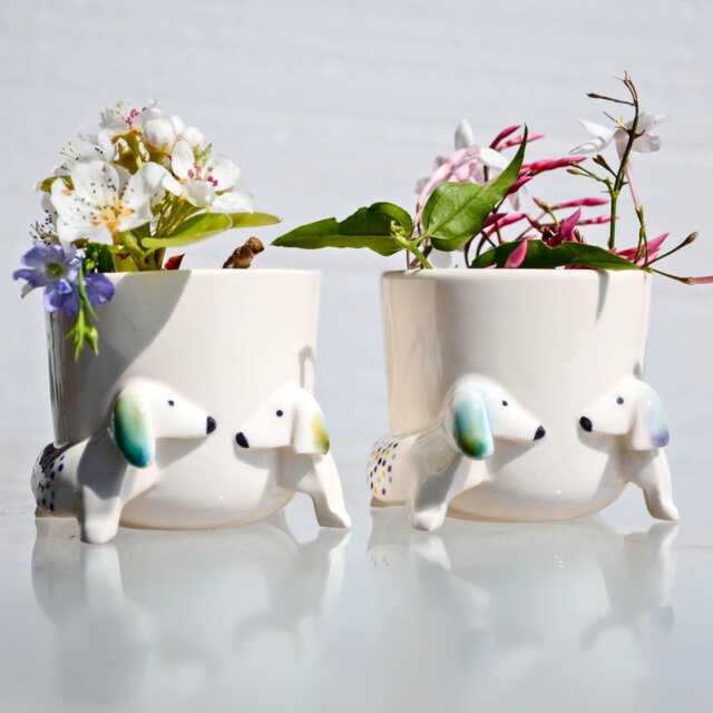 Handmade Ceramic Dachshund Planter, Dog Sculpture Gift - image 1