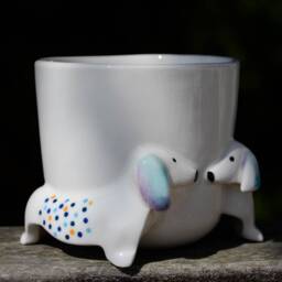 Handmade Ceramic Dachshund Planter, Dog Sculpture Gift - thumbnail 2