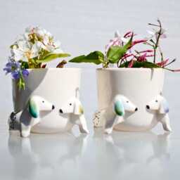 Handmade Ceramic Dachshund Planter, Dog Sculpture Gift - thumbnail 1