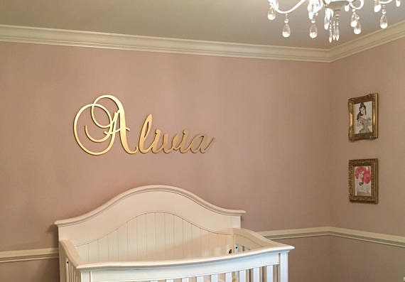 Gold Nursery Name Sign, Wall Decor, Glitter Sign - image 1