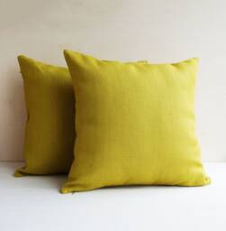 Set Of 2 Lime Green Linen Pillow Cases, Chartreuse Throw Covers For Sofa Cushion, Bed Or Outdoor 18x18 20x20 22x22 - thumbnail 1