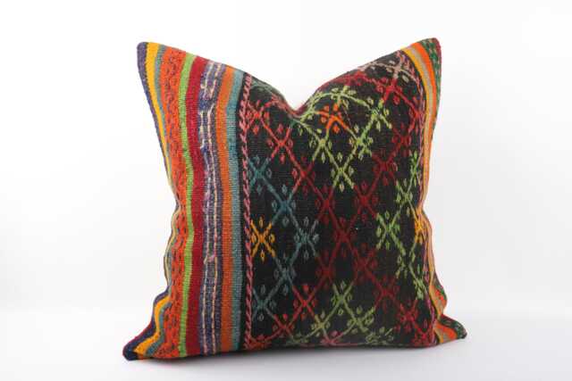 Handmade Turkish Kilim Pillow Vintage Wool Cushion Cover - 24''x24'' - image 1