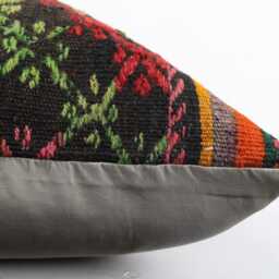 Handmade Turkish Kilim Pillow Vintage Wool Cushion Cover - 24''x24'' - thumbnail 4